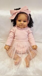 anano biracial reborn babies that looks real girl black with real hair with a dress on 24 inch african american reborn doll brown skin silicone baby chubby body mixed reborn dolls