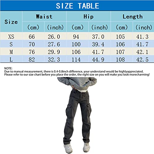 High Waist Baggy Cargo Jeans for Women Flap Pocket Relaxed Fit Straight Wide Leg Y2K Fashion Jeans