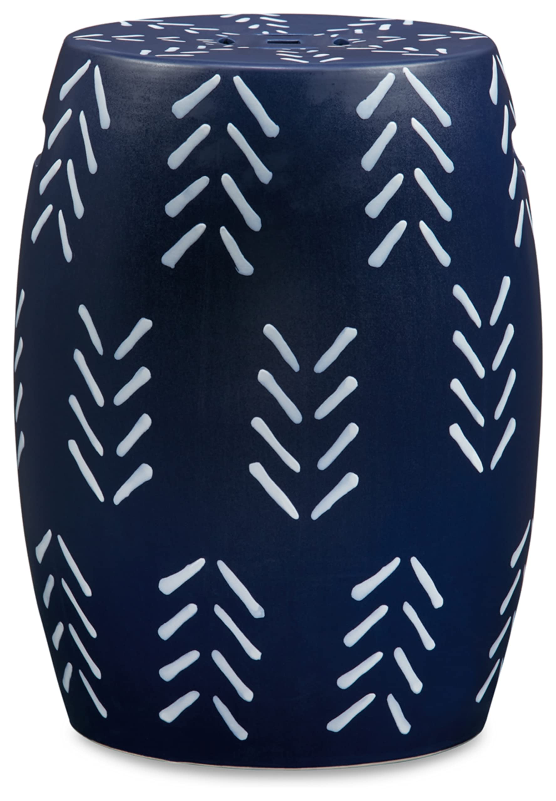 Signature Design by Ashley Genemore Contemporary Geometric Indoor & Outdoor Accent Stool, Blue & White