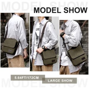 Small Crossbody Bag for Men,Vintage Canvas Messenger Shoulder Bags Crossbody Satchel Bag Men's Side Bags Over the Shoulder Purse for Phone Passport Bolsos Para Hombre Dark Green