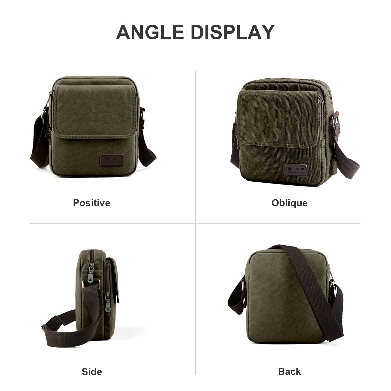 Small Crossbody Bag for Men,Vintage Canvas Messenger Shoulder Bags Crossbody Satchel Bag Men's Side Bags Over the Shoulder Purse for Phone Passport Bolsos Para Hombre Dark Green