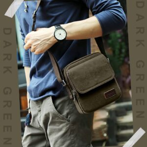 Small Crossbody Bag for Men,Vintage Canvas Messenger Shoulder Bags Crossbody Satchel Bag Men's Side Bags Over the Shoulder Purse for Phone Passport Bolsos Para Hombre Dark Green