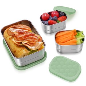 Tanjiae Stainless Steel Snack Containers for Kids | Easy Open Leak Proof Small Food Containers with Silicone Lids - Perfect Metal Toddler Lunch Box for Daycare and School (8oz)