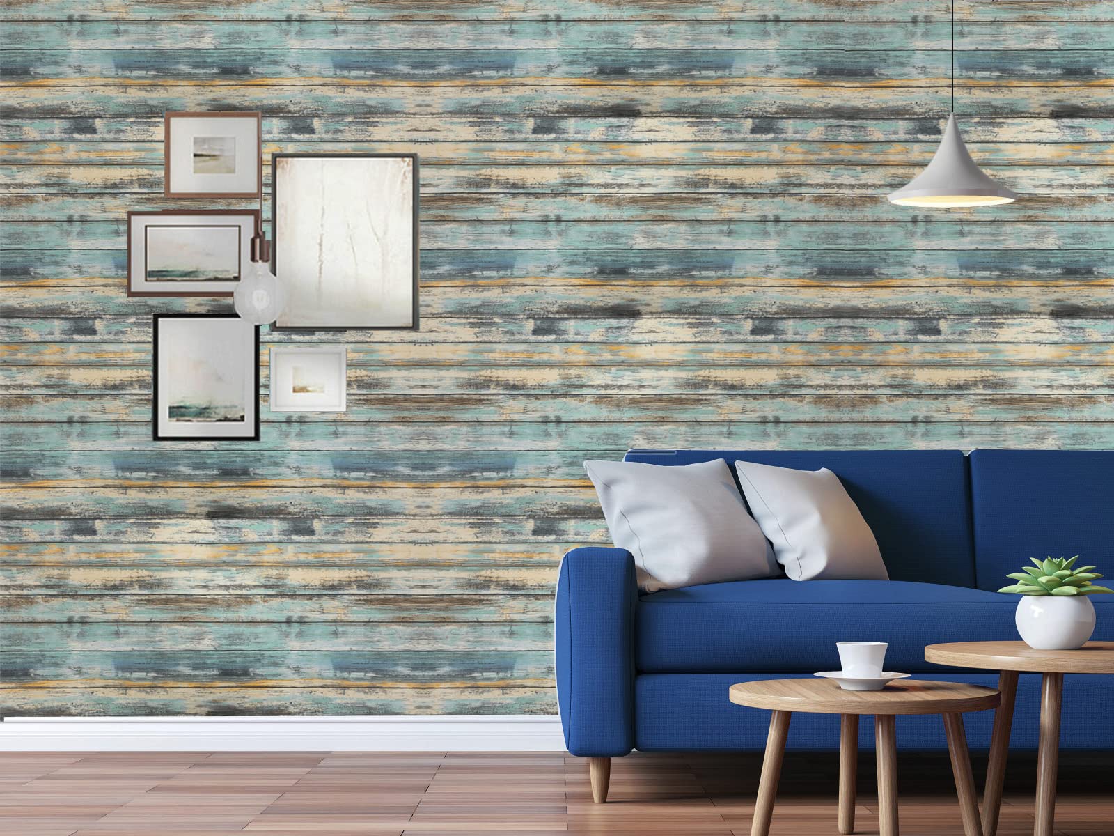 Dimcol Wood Contact Paper - 15.7"x236" Self-Adhesive and Removable Wood Wallpaper Peel and Stick - Blue Distressed Wood Grain Contact Paper for Cabinets - Waterproof Stick on Wall Paper