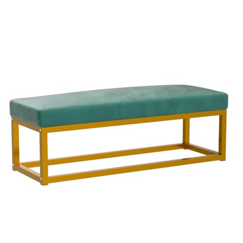 DKLGG Upholstered Ottoman Bench Velvet Shoe Entryway Bedroom Bench, Modern Foot Rest Stools Footstool with Metal Frame, for End of Bed Entry Way, Green