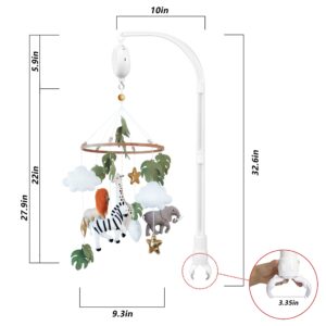 Nicepoch Musical Jungle Baby Crib Mobile for Boys & Girls - Wild Animals Nursery Mobiles - Safari Nursery Room Decor - Bassinet Mobile with Extension Arm Holder, 1.0 Count