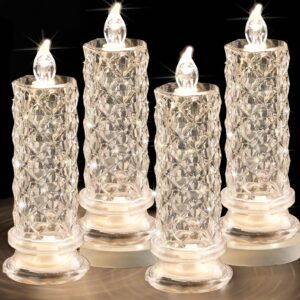 supbri led candles, 4pack battery operated candles with rose light halo, romantic flameless pillar candles for valentine's day propose anniversary wedding christmas decorations(white, d 2.5" x h 7.2")