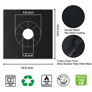 10 Pack Stove Burner Covers Gas Stove Protectors Black 0.3mm Upgrade Double Thickness,Reusable Non-Stick Stovetop Burner Liners Gas Range Protectors Kitchen Cooking Tools 10.6'' x 10.6''BPA Free