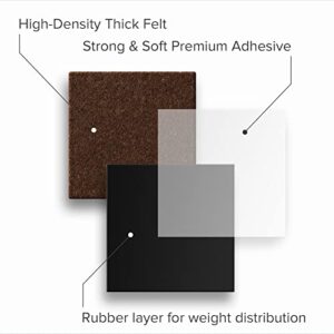 24 Heavy-Duty Felt Furniture Pads 1” 1/4” Thick X-Protector! Square Felt Pads for Furniture Feet - The Best Felt Floor Protectors for Furniture to Prevent Scratches. Protect Your Hard Floor! (Brown)