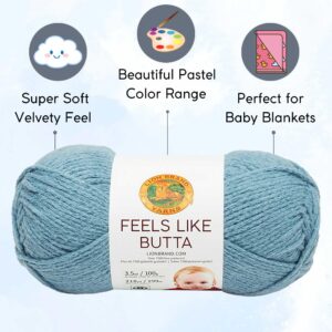 Lion Brand Feels Like Butta Dusty Blue 215-108 (6-Skeins - Same Dye Lot) Worsted Medium #4 Polyester Yarn for Crocheting and Knitting - Bundle with 1 Artsiga Crafts Project Bag