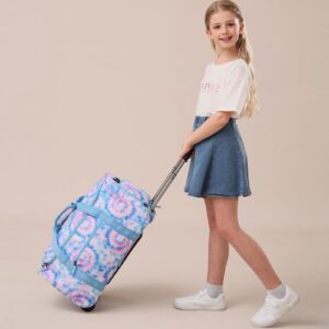 Choco Mocha Girls Unicorn Suitcase with Wheels Kids Purple Rolling Duffle Bag for Camping Teen Girls Toddler Luggage Bag for Travel, 22inch