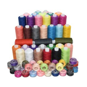 72Pcs 36 Colors Sewing Thread Set with Matching Prewound Bobbin Threads with Case, 550 Yards per Polyester Thread, Popular Colors Sewing Threads for Hand & Machine Sewing