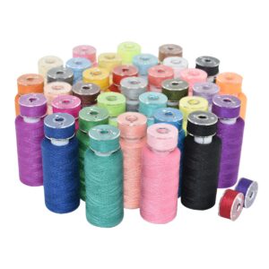 72Pcs 36 Colors Sewing Thread Set with Matching Prewound Bobbin Threads with Case, 550 Yards per Polyester Thread, Popular Colors Sewing Threads for Hand & Machine Sewing