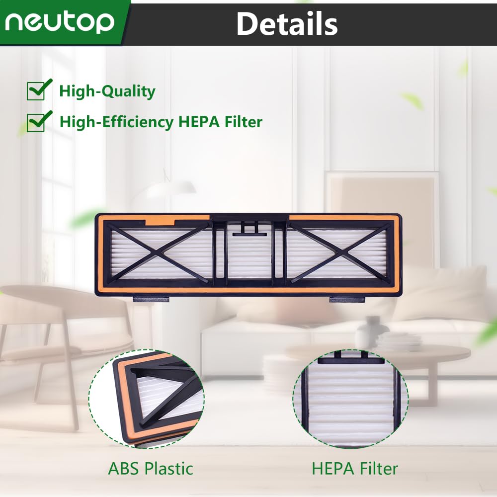 Neutop Orange Replacement H13 HEPA Filters Compatible with Neato D10, D9, D8, D7, D6, D5, D4, D3, Robotic Vacuum Cleaners, 5-Pack.