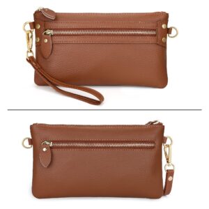 Uromee Wristlet Wallet Clutch Purses for Women Genuine Leather Fanny Pack Crossbody Belt Bag Handbag with Detachable Shoulder Strap