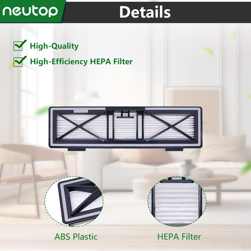 Neutop Gray Replacement Filters Compatible with Neato D10, D9, D8, D7, D6, D5, D4, D3, Robotic Vacuum Cleaners, 5-Pack.