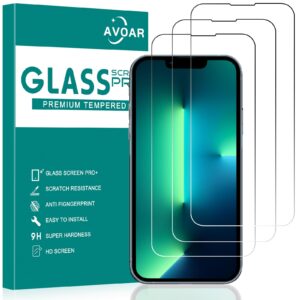 avoar 3 pack screen protector for iphone 14 plus/13 pro max, for iphone 14 plus screen protector, 6.7 inch hd clear tempered glass full screen, anti-scratch, bubble free, case-friendly