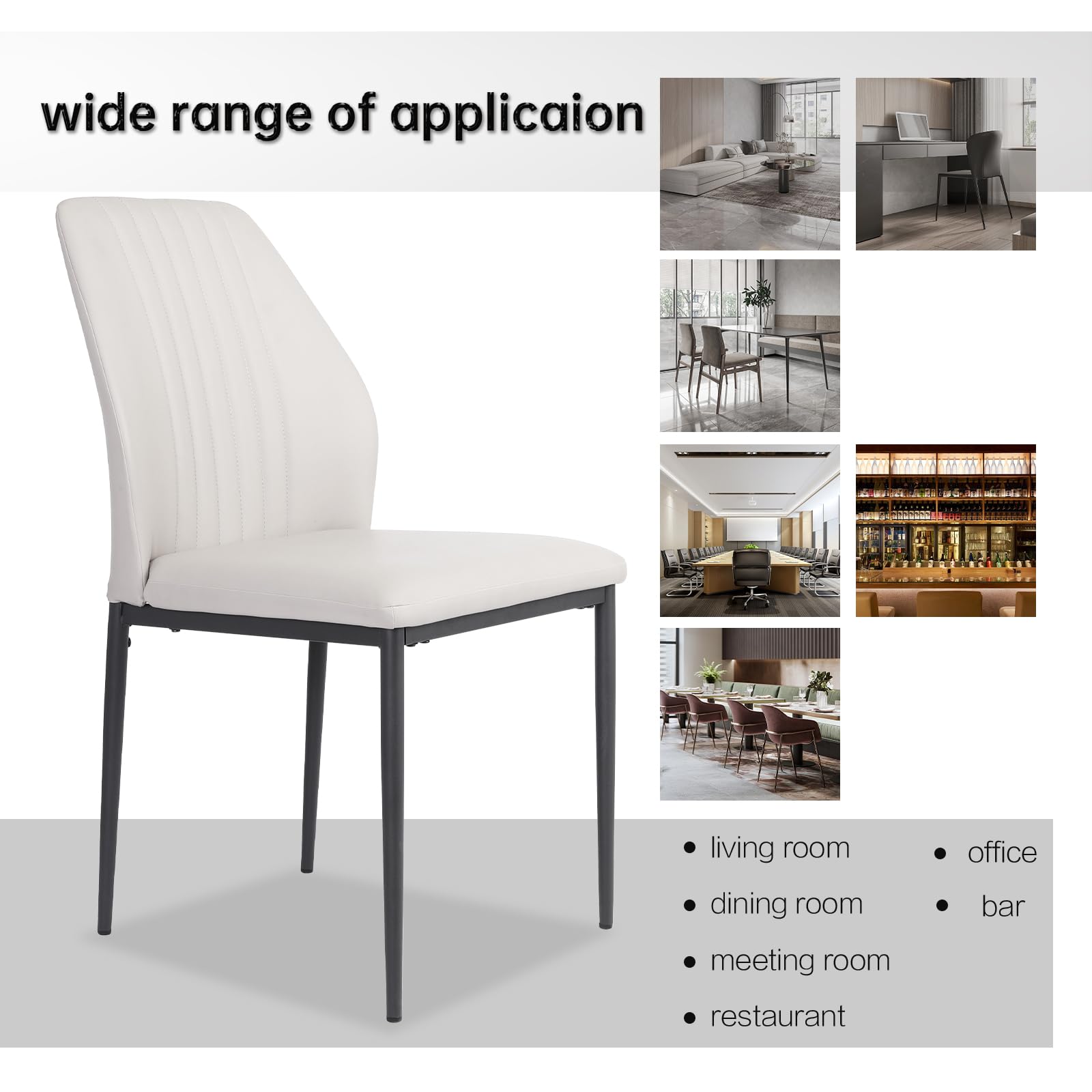 ZckyCine Dining Chair PU Leather Living Room Chair Modern Kitchen Armless Side Chair with Metal Legs