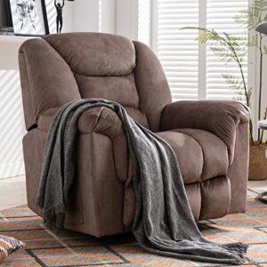 ANJ Oversized Rocker Chair Manual 360 Degree Swivel Recliners Comfy Glider Rocking Chairs for Big Man Home Extra Wide Overstuffed Reclining Chair for Living Room, Camel