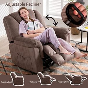 ANJ Oversized Rocker Chair Manual 360 Degree Swivel Recliners Comfy Glider Rocking Chairs for Big Man Home Extra Wide Overstuffed Reclining Chair for Living Room, Camel