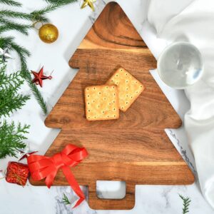 Christmas Tree Shaped Wood Cutting Board for kitchen, Christmas Tree Wooden Serving Tray with Handle, Christmas Decoration Charcuterie Tree Boards 14"L x 11"W