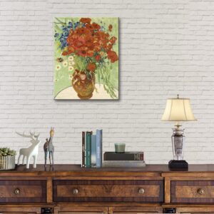 msspart Red Poppies and Daisies by Vincent Van Gogh, Floral Oil Paintings Reproduction Flowers Pictures Artwork, Canvas Wall Art Print for Home Decoration - 12"x16"