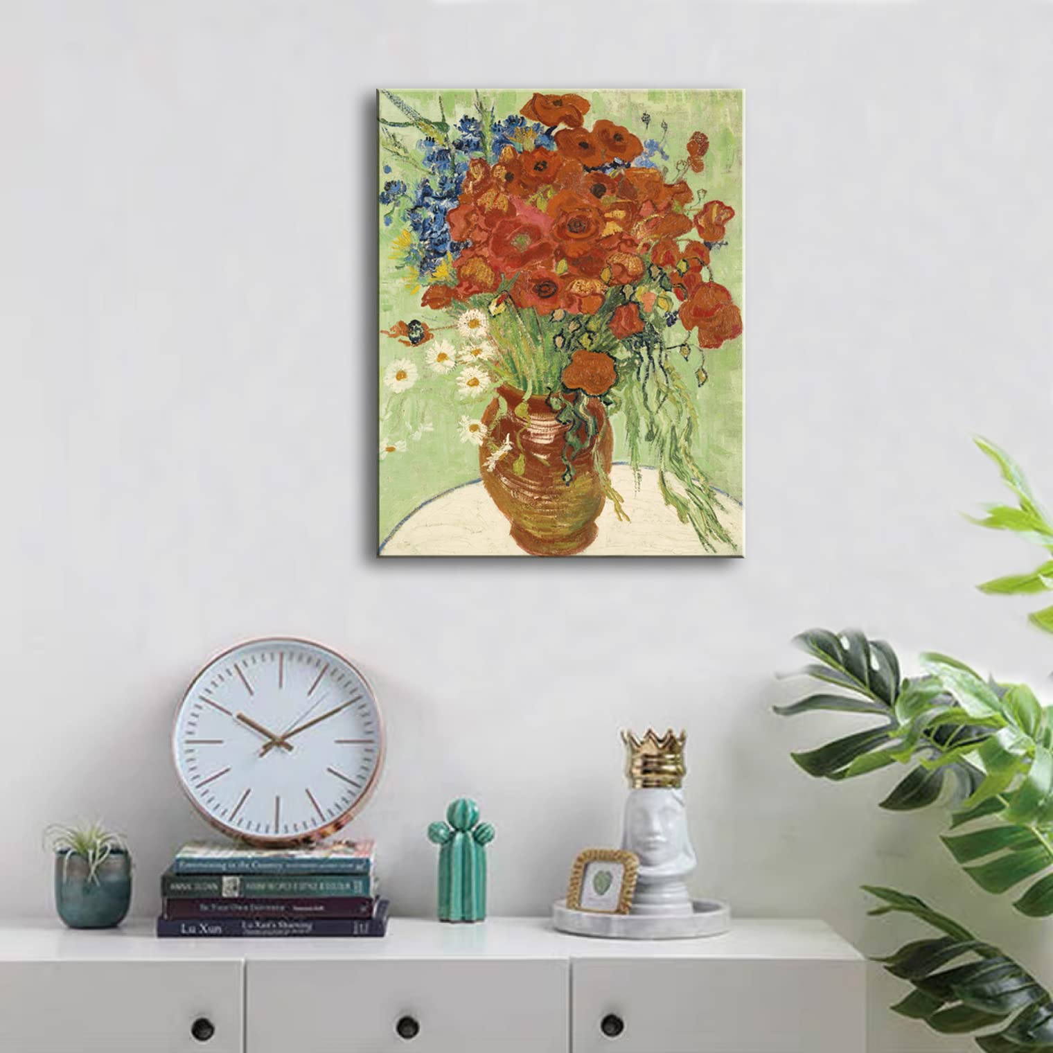 msspart Red Poppies and Daisies by Vincent Van Gogh, Floral Oil Paintings Reproduction Flowers Pictures Artwork, Canvas Wall Art Print for Home Decoration - 12"x16"