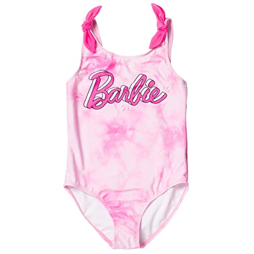 Barbie Little Girls One Piece Bathing Suit Tie Dye Pink 5