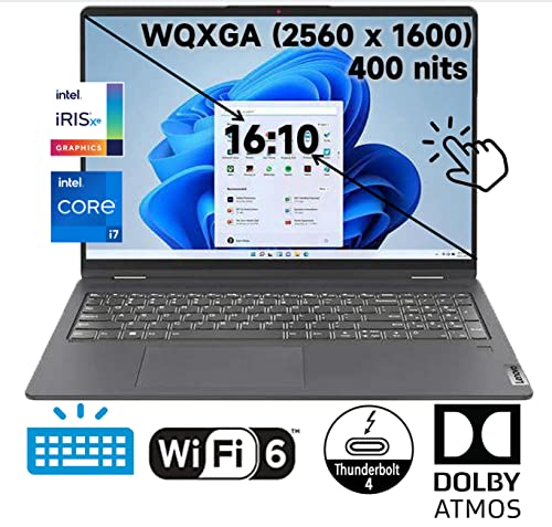 Lenovo Flex 5 16" 2-in-1 WQXGA (2560 x 1600) 16:10 Touchscreen Laptop, 10-Core i7-1255U, 400nits, 100% sRGB, Backlit KB, Wi-Fi 6, win11, Thunderbolt 4, w/HDMI (16GB RAM | 512GB PCIe SSD)