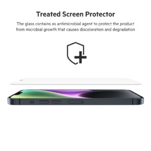 Belkin TemperedGlass iPhone 14 Plus, iPhone 13 Pro Max, Plus Screen Protector Easy Bubble Free Application with Included Installation Guide Stickers, 9H Hardness Tested