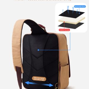 Celvetch Sling Bag for Men Women - Canvas Shoulder Bag Sling Backpack Laptop Messenger Bag for 15.6'' Crossbody Chest Bag Daypack for Travel - Coffee