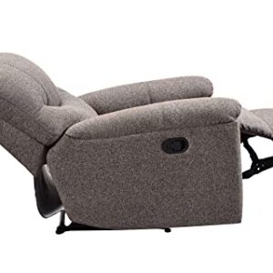 Manual Handel Adjustable Fabric Single Recliners Sofa Padded Seat and Back Chair for Living Room, Bedroom and Home Theater Seating (Brown)