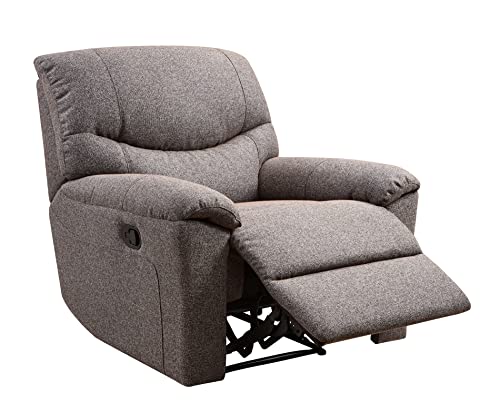 Manual Handel Adjustable Fabric Single Recliners Sofa Padded Seat and Back Chair for Living Room, Bedroom and Home Theater Seating (Brown)