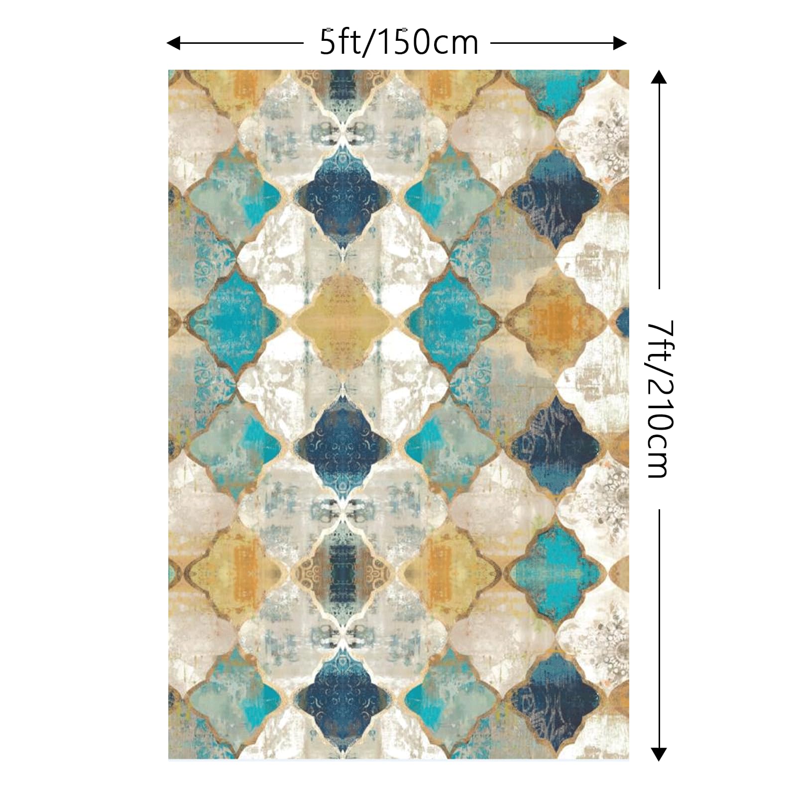 FINOREN Artistic Abstract Area Rug.Lattice-Lake Blue,5x7 Feet,Suitable for Bedroom,Living Room,Apartment,Machine Washable Non-slip Soft Modern Interior Rug,Smudge-proof,Non-shedding.