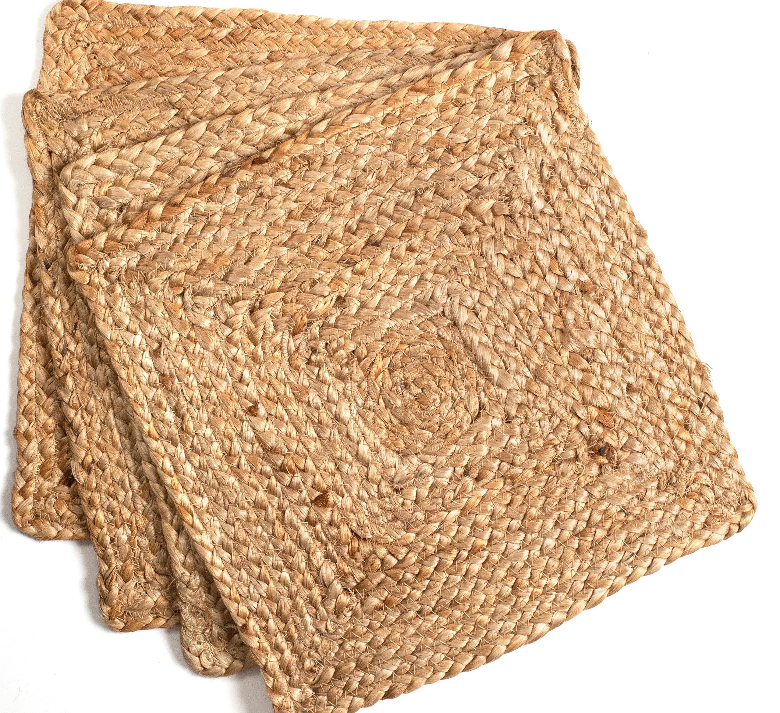 Jute Placemat,Placemat,Braided Placemats,Round Placemats Set of 4,100% Jute Braided Placemats Set of 4 Reversible (Natural 13x13 Square) Farmhouse Vintage Jute Placemats for Dining Table