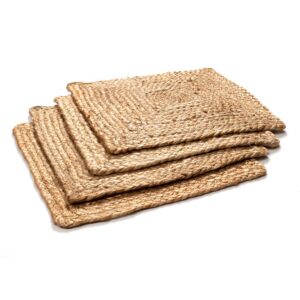 Jute Placemat,Placemat,Braided Placemats,Round Placemats Set of 4,100% Jute Braided Placemats Set of 4 Reversible (Natural 13x13 Square) Farmhouse Vintage Jute Placemats for Dining Table