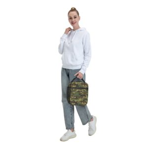 Green Camo Lunch Bags For Men Women Boys Girls Reusable Tote Lunch Bags For Office Work School Picnic Camping Thermal Insulation And Cold Preservation