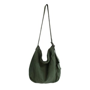 canvas hobo crossbody bag for women and men, casual shoulder bag, tote bag, messenger bag, cross body bag for shopping, travel and work (green)