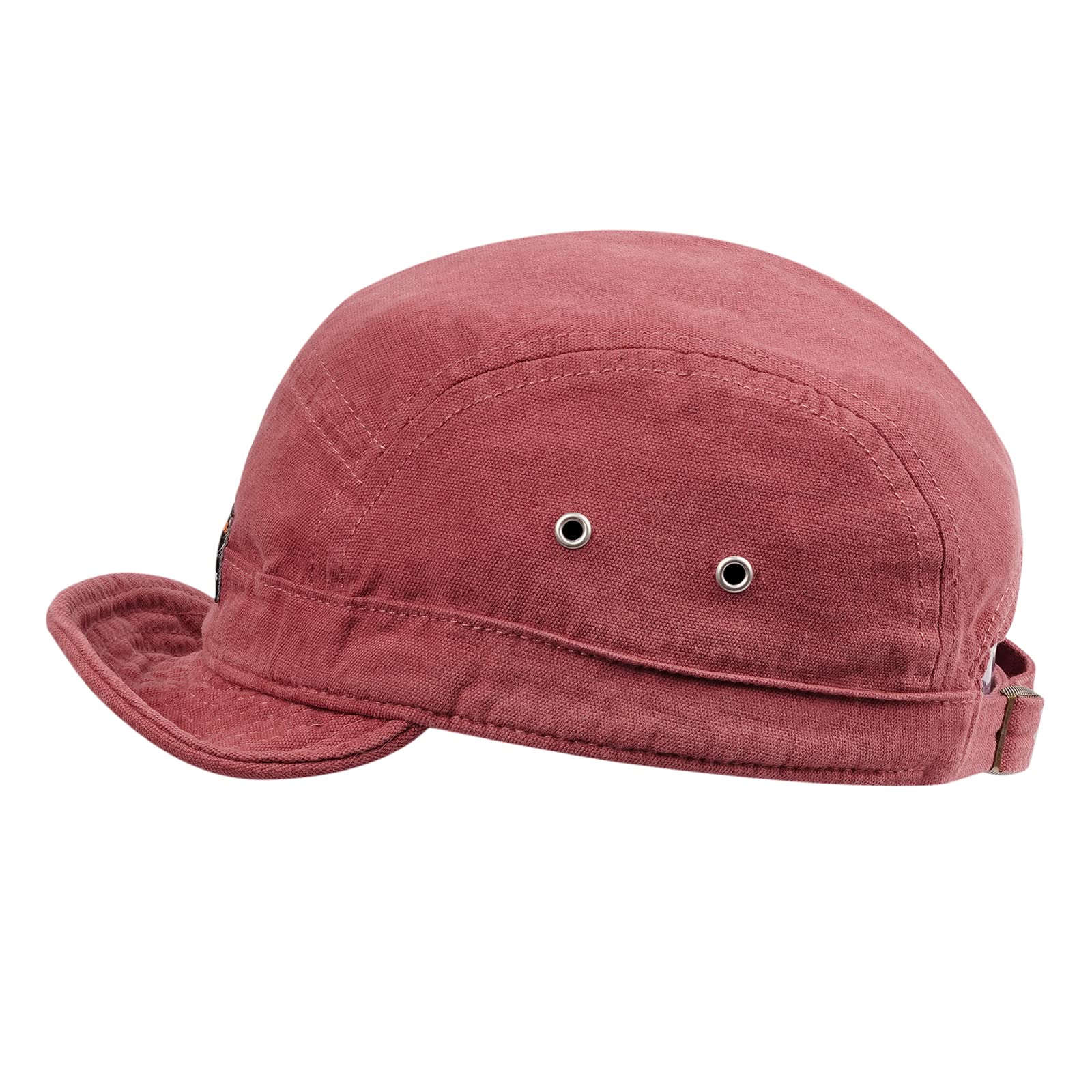 Croogo Snapback 5 Panel Hat Short Brim Baseball Cap Soft Flat Bill Camp Hat Biker Board Cap Army Military Cadet Cap,Red-DY09