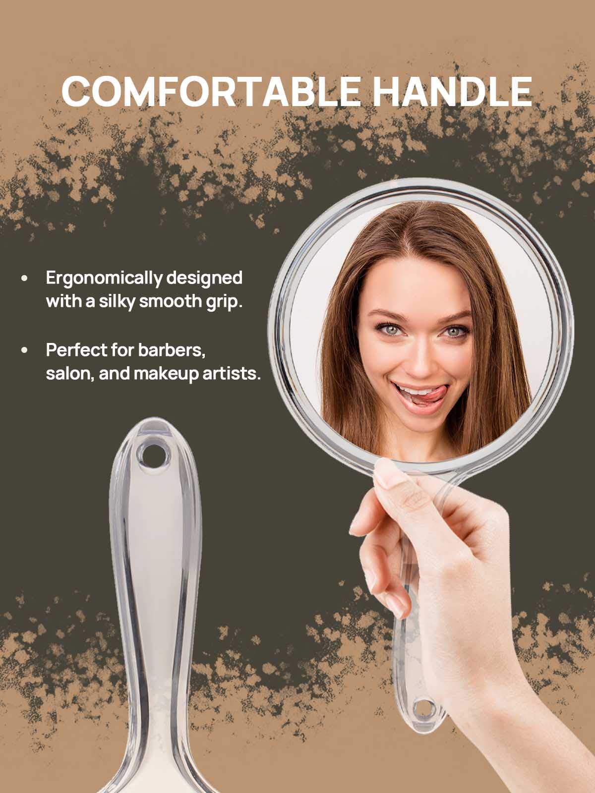 OMIRO Hand Mirror, Double-Sided Handheld Mirror 1X/3X Magnifying Mirror with Handle, Pack of 1 (Clear)