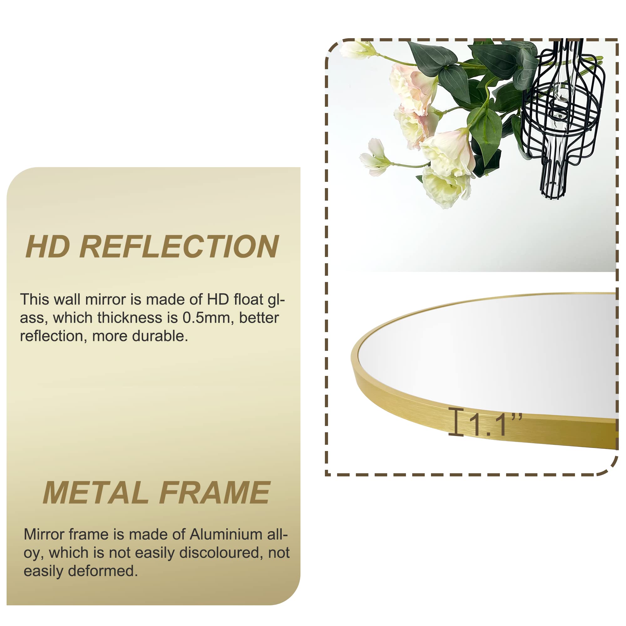 Delma Bathroom Wall Mirror Full Length Mirror for Wall, 48''x24'', Gold Oval Mirror for Bedroom Entryway Bathroom, Metal Framed Vanity Mirror(48''x24'',Gold)