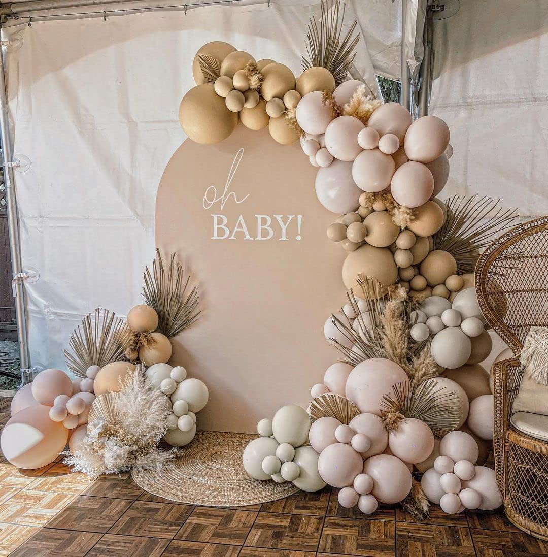 Double Stuffed White And Beige Balloons Garland Blush Ivory Apricot Balloons Cream White Sand Balloons Arch Kit For Boho Party Baby Shower Netural Gender Reveal Birthday Baptism Decorations