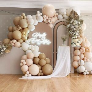 Double Stuffed White And Beige Balloons Garland Blush Ivory Apricot Balloons Cream White Sand Balloons Arch Kit For Boho Party Baby Shower Netural Gender Reveal Birthday Baptism Decorations