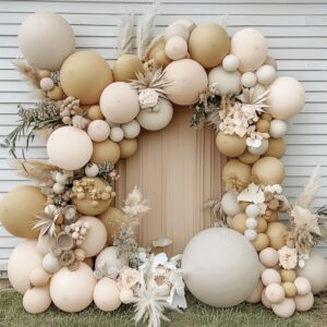 Double Stuffed White And Beige Balloons Garland Blush Ivory Apricot Balloons Cream White Sand Balloons Arch Kit For Boho Party Baby Shower Netural Gender Reveal Birthday Baptism Decorations