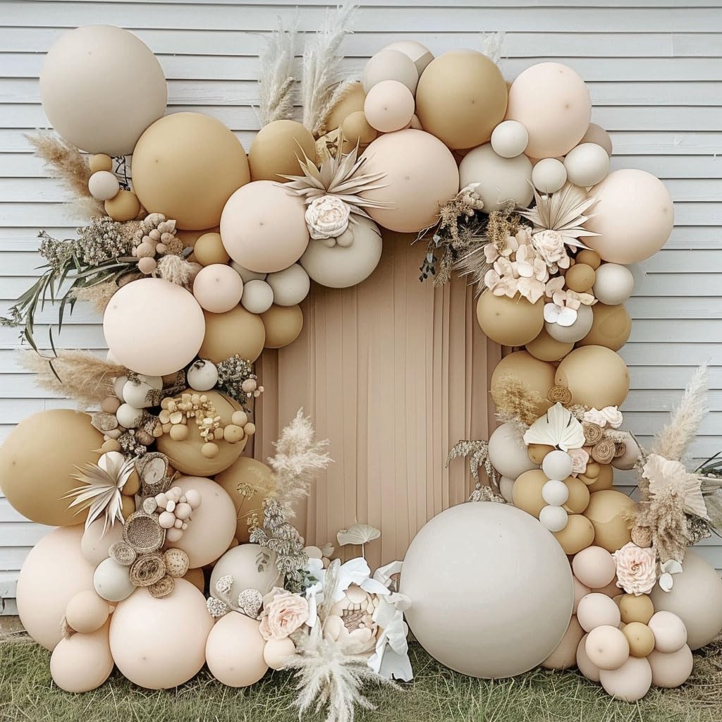 Double Stuffed White And Beige Balloons Garland Blush Ivory Apricot Balloons Cream White Sand Balloons Arch Kit For Boho Party Baby Shower Netural Gender Reveal Birthday Baptism Decorations