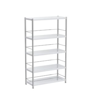 susunnus 5-Tier Stainless Steel Shelf, Heavy Duty Shelving for Kitchen, Garage, Industrial Storage, Kitchen Shelves with Guardrails, Adjustable Feet, Easy to Clean