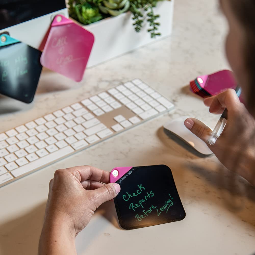 Boogie Board VersaNotes Starter Pack, Reusable 3-Pack 4x4 Dry-Erase and Sticky Note Alternative for Home and Office, Includes 3 VersaNotes, Magnetic Mounting Plates, Instant Erase, and VersaPen Stylus