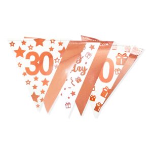 40Ft Rose Gold 30th Happy Birthday Banner Bunting Triangle Flag Pennant Garland for Womens 30th Birthday Decorations Cheers to 30 Years Dirty Thirty 30 & Fabulous Birthday Party Sign Decor