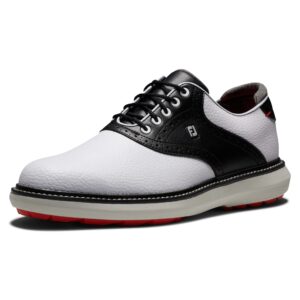 footjoy men's traditions spikeless golf shoe, white/black, 9.5