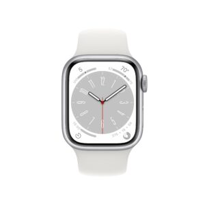 Apple Watch Series 8 [GPS 41mm] Smart Watch w/Silver Aluminum Case with White Sport Band - S/M. Fitness Tracker, Blood Oxygen & ECG Apps, Always-On Retina Display, Water Resistant